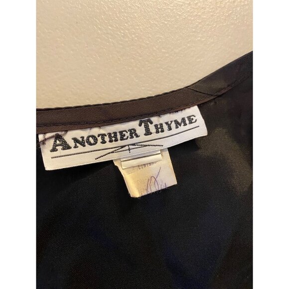 Another Thyme Floral Embroidered Blazer Black Sheer Sleeves Blouse XL - Picture 3 of 9